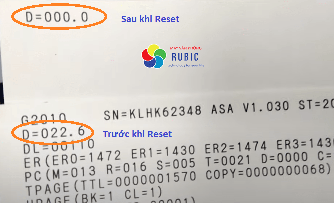 Thông số máy in trước và sau khi reset máy in G1010 G2010 G3010 G4010