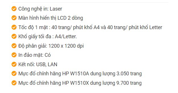 Thông số kỹ thuật của máy in Hp4003dn / Hp4003dw